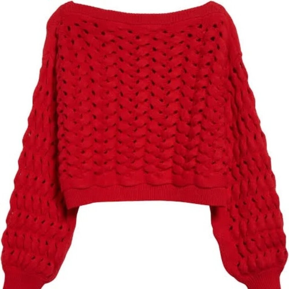 Alice and Olivia Chunky Open Stitch Cotton & Wool Blend Sweater